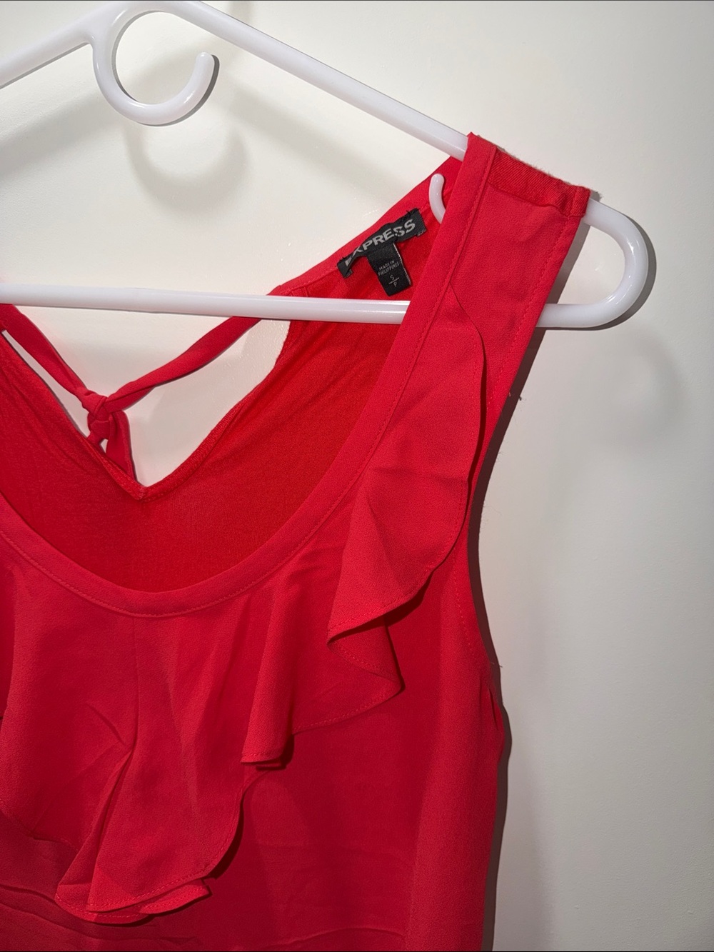 Express Bright Red Ruffle Front Camisole - Picture 5 of 9